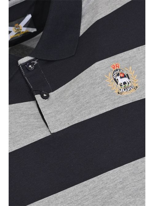 Polo Cordero in misto cotone a righe Blu Grigio JOHNNY LAMBS | CORDERO790